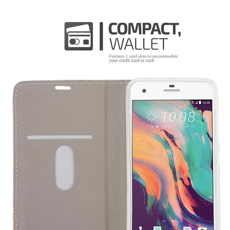 Cadorabo Hülle kompatibel mit HTC Desire 10 PRO Schutzhülle mit Magnetverschluss, Standfunktion und Kartenfach