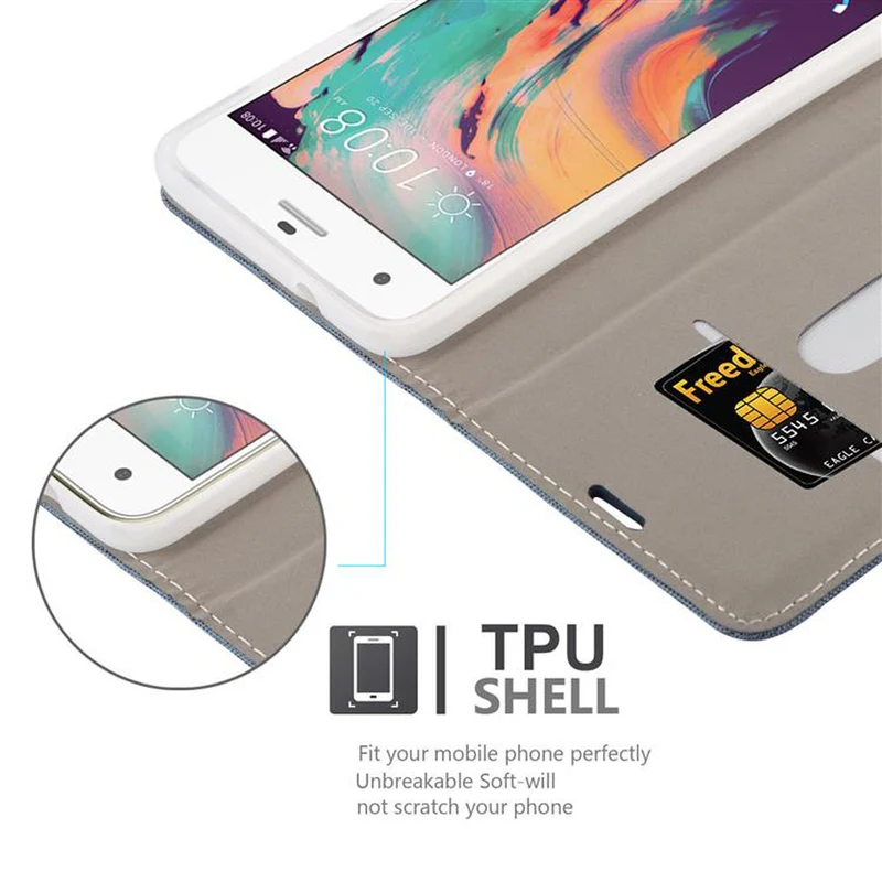 Cadorabo Hülle kompatibel mit HTC Desire 10 PRO Schutzhülle mit Magnetverschluss, Standfunktion und Kartenfach