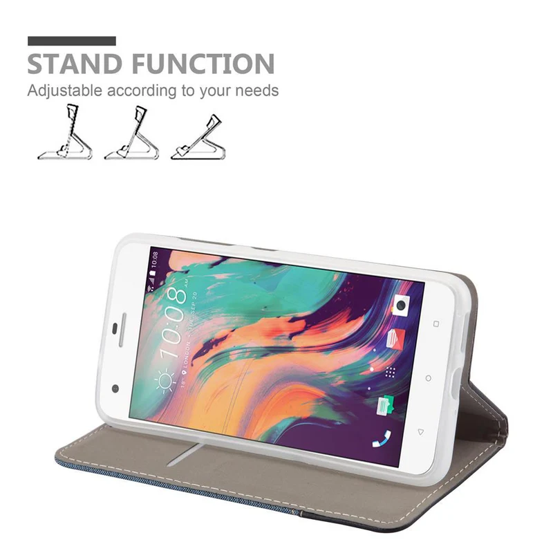 Cadorabo Hülle kompatibel mit HTC Desire 10 PRO Schutzhülle mit Magnetverschluss, Standfunktion und Kartenfach