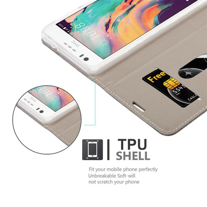 Cadorabo Hülle kompatibel mit HTC Desire 10 LIFESTYLE / Desire 825 Schutzhülle mit Magnetverschluss, Standfunktion und Kartenfach