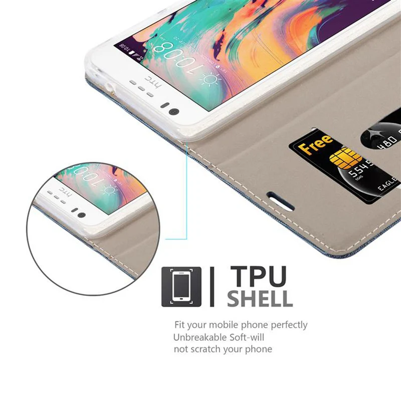 Cadorabo Hülle kompatibel mit HTC Desire 10 LIFESTYLE / Desire 825 Schutzhülle mit Magnetverschluss, Standfunktion und Kartenfach