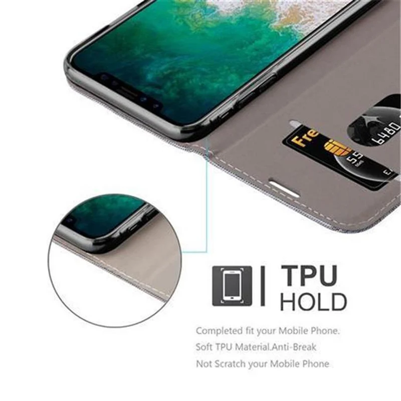 Cadorabo Hülle kompatibel mit Apple iPhone X / XS Schutzhülle mit Magnetverschluss, Standfunktion und Kartenfach