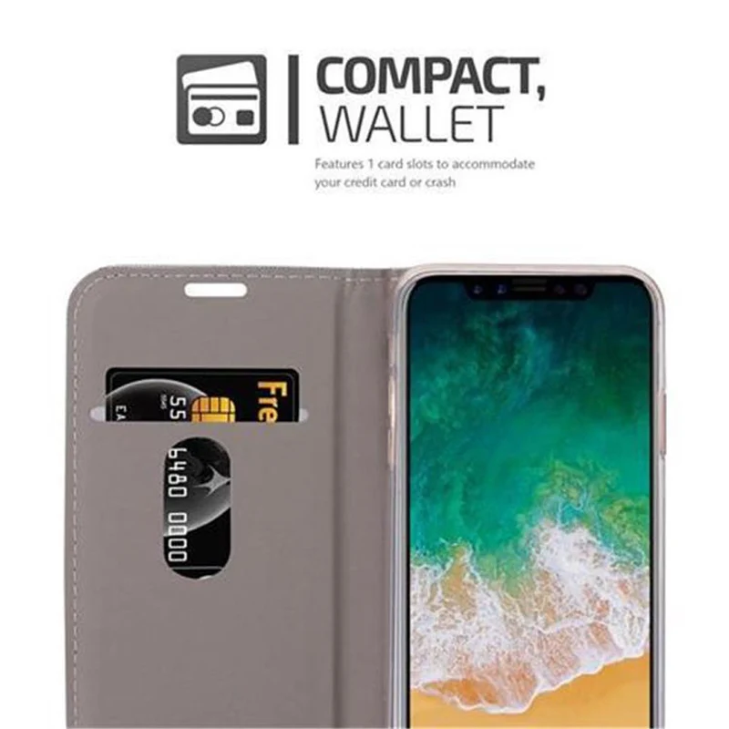 Cadorabo Hülle kompatibel mit Apple iPhone X / XS Schutzhülle mit Magnetverschluss, Standfunktion und Kartenfach