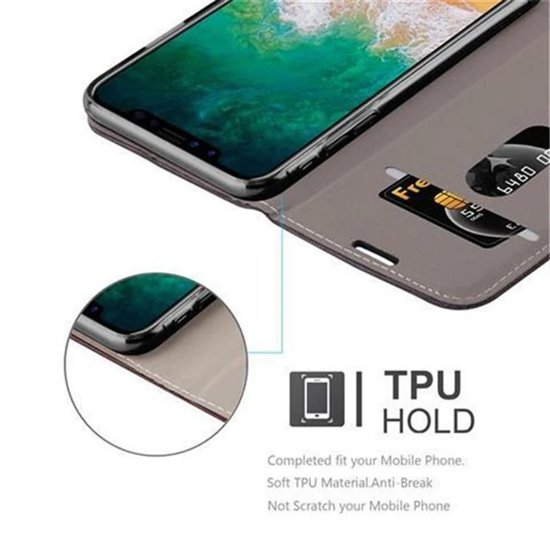 Cadorabo Hülle kompatibel mit Apple iPhone X / XS Schutzhülle mit Magnetverschluss, Standfunktion und Kartenfach