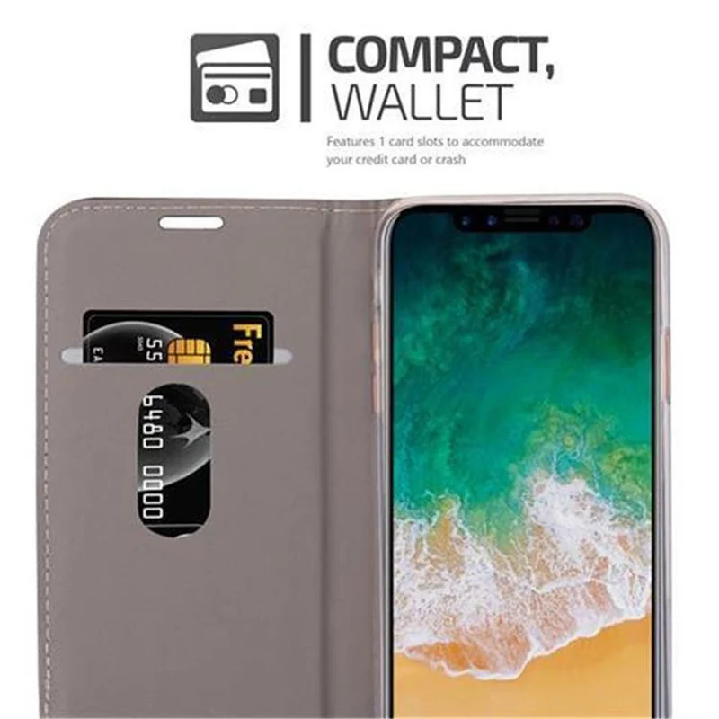 Cadorabo Hülle kompatibel mit Apple iPhone X / XS Schutzhülle mit Magnetverschluss, Standfunktion und Kartenfach