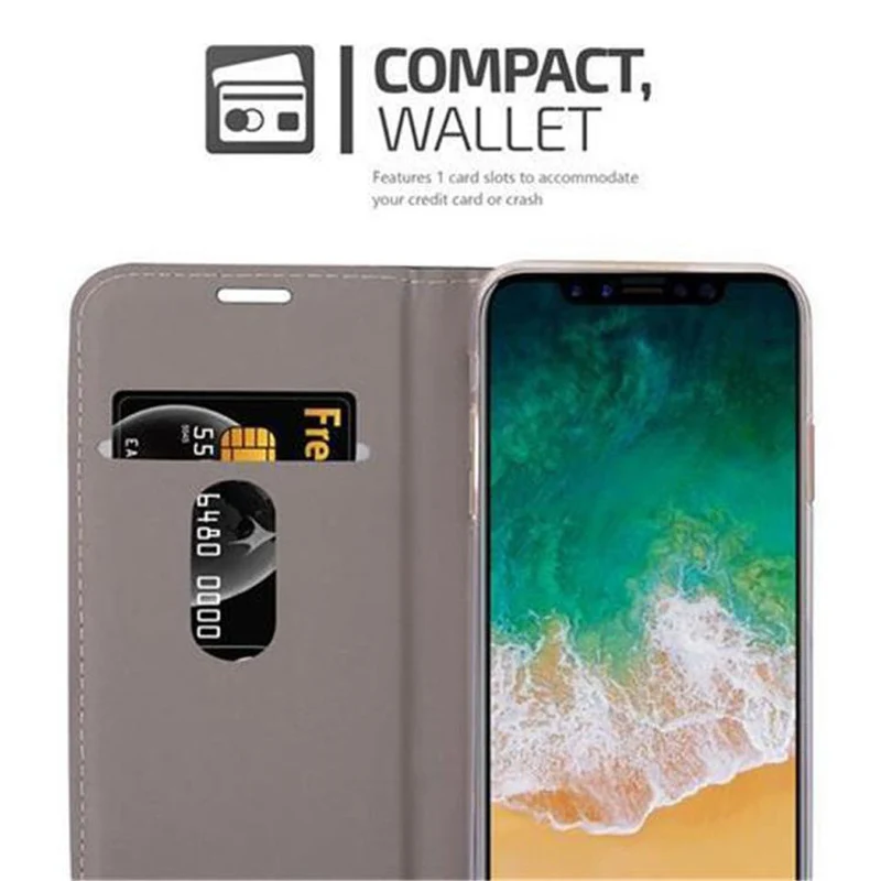 Cadorabo Hülle kompatibel mit Apple iPhone X / XS Schutzhülle mit Magnetverschluss, Standfunktion und Kartenfach