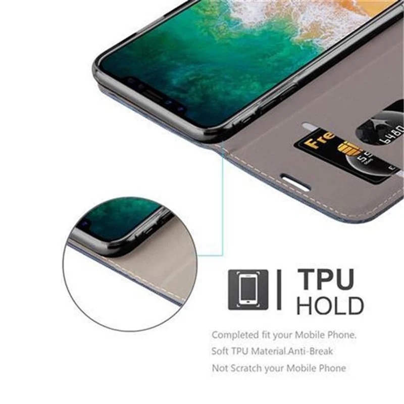 Cadorabo Hülle kompatibel mit Apple iPhone X / XS Schutzhülle mit Magnetverschluss, Standfunktion und Kartenfach