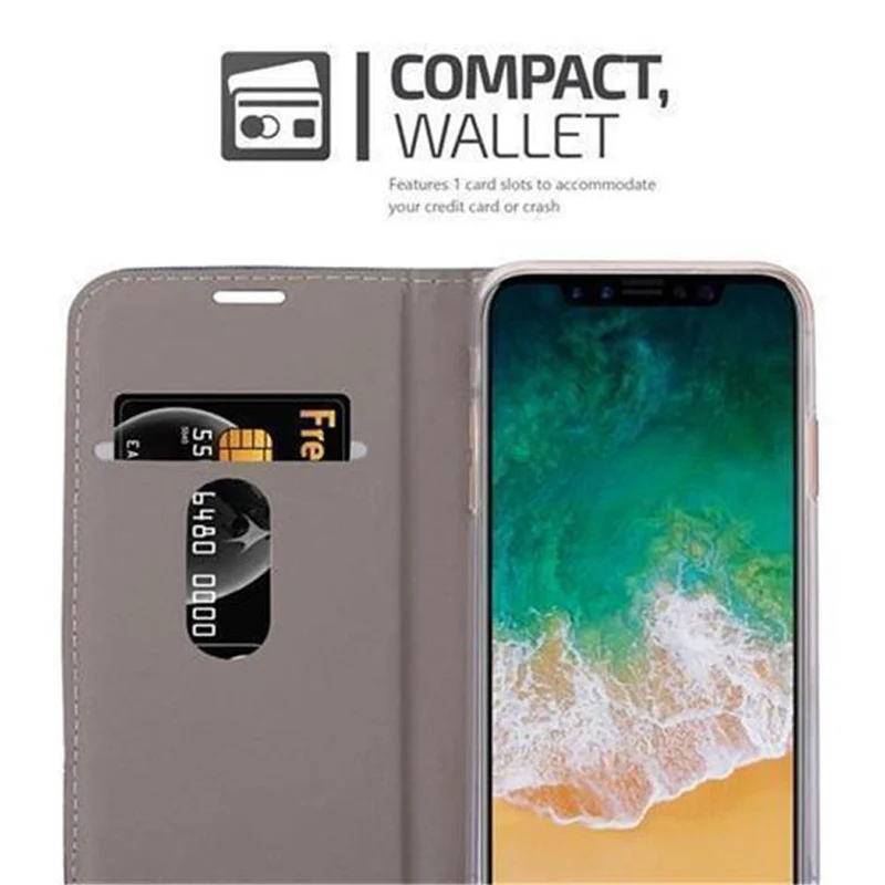Cadorabo Hülle kompatibel mit Apple iPhone X / XS Schutzhülle mit Magnetverschluss, Standfunktion und Kartenfach