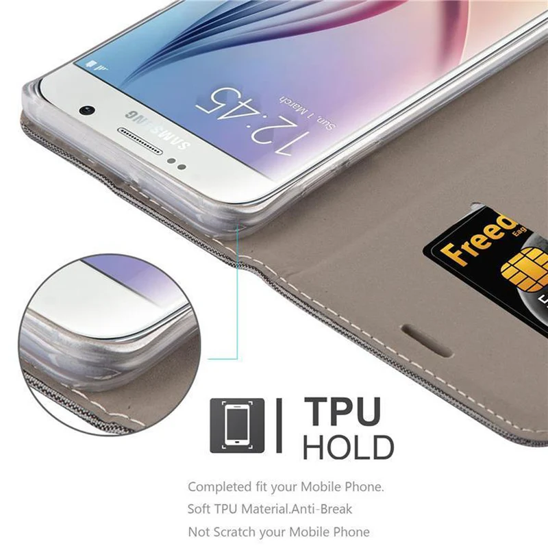Cadorabo Hülle kompatibel mit Samsung Galaxy S6 EDGE PLUS Schutzhülle mit Magnetverschluss, Standfunktion und Kartenfach