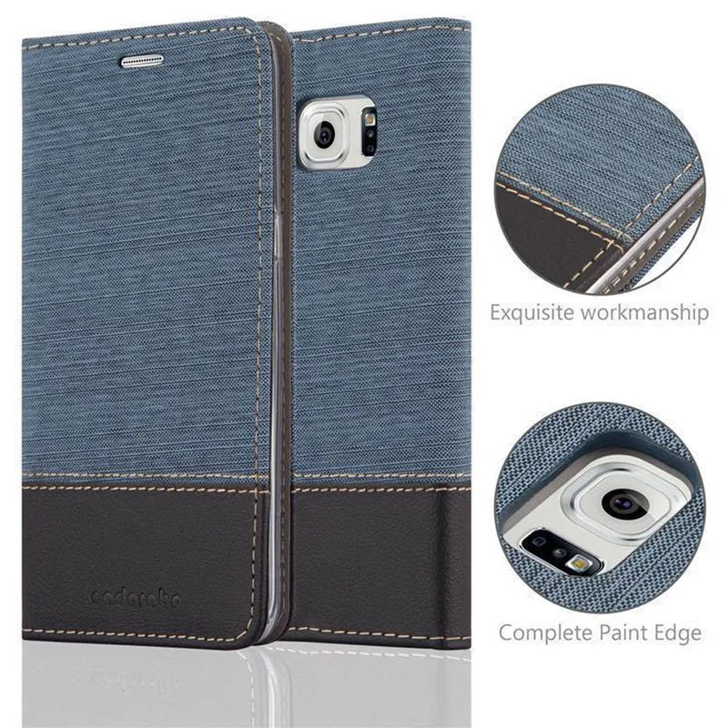 Cadorabo Hülle kompatibel mit Samsung Galaxy S6 EDGE PLUS Schutzhülle mit Magnetverschluss, Standfunktion und Kartenfach