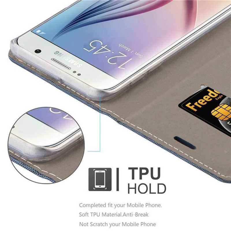 Cadorabo Hülle kompatibel mit Samsung Galaxy S6 EDGE PLUS Schutzhülle mit Magnetverschluss, Standfunktion und Kartenfach