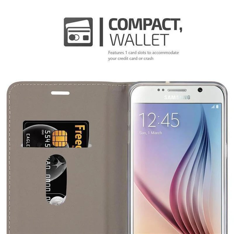 Cadorabo Hülle kompatibel mit Samsung Galaxy S6 EDGE PLUS Schutzhülle mit Magnetverschluss, Standfunktion und Kartenfach