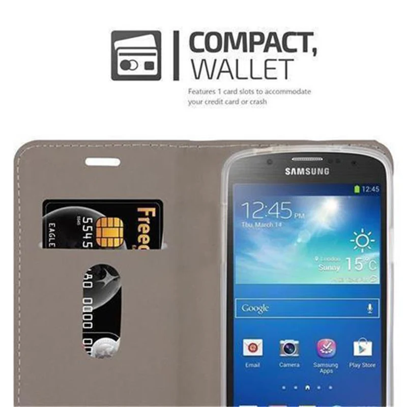 Cadorabo Hülle kompatibel mit Samsung Galaxy S4 ACTIVE Schutzhülle mit Magnetverschluss, Standfunktion und Kartenfach