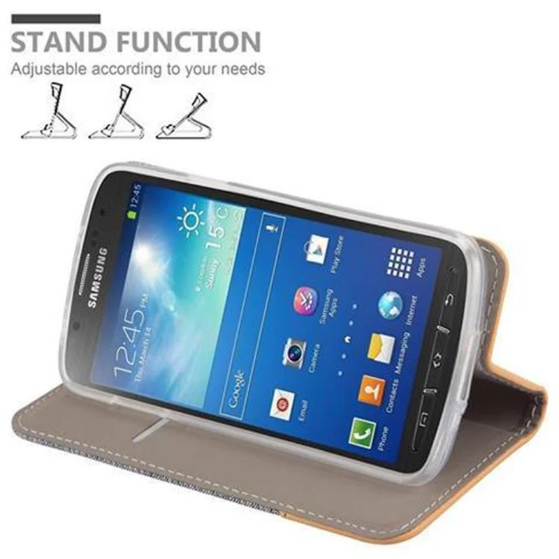 Cadorabo Hülle kompatibel mit Samsung Galaxy S4 ACTIVE Schutzhülle mit Magnetverschluss, Standfunktion und Kartenfach