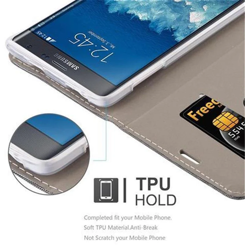 Cadorabo Hülle kompatibel mit Samsung Galaxy NOTE EDGE Schutzhülle mit Magnetverschluss, Standfunktion und Kartenfach