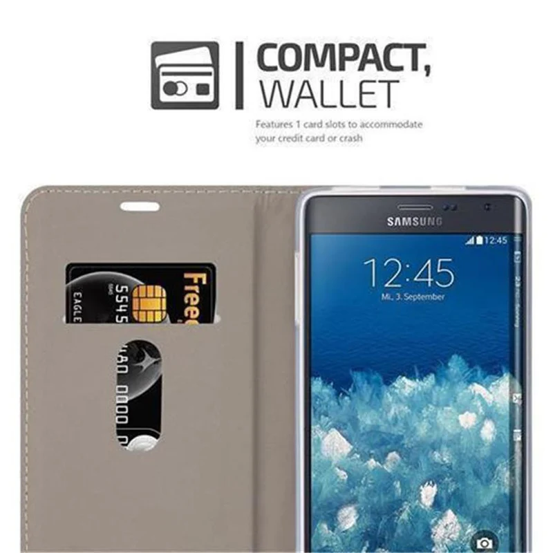 Cadorabo Hülle kompatibel mit Samsung Galaxy NOTE EDGE Schutzhülle mit Magnetverschluss, Standfunktion und Kartenfach