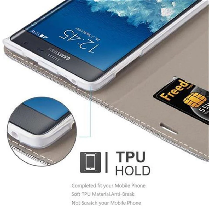 Cadorabo Hülle kompatibel mit Samsung Galaxy NOTE EDGE Schutzhülle mit Magnetverschluss, Standfunktion und Kartenfach
