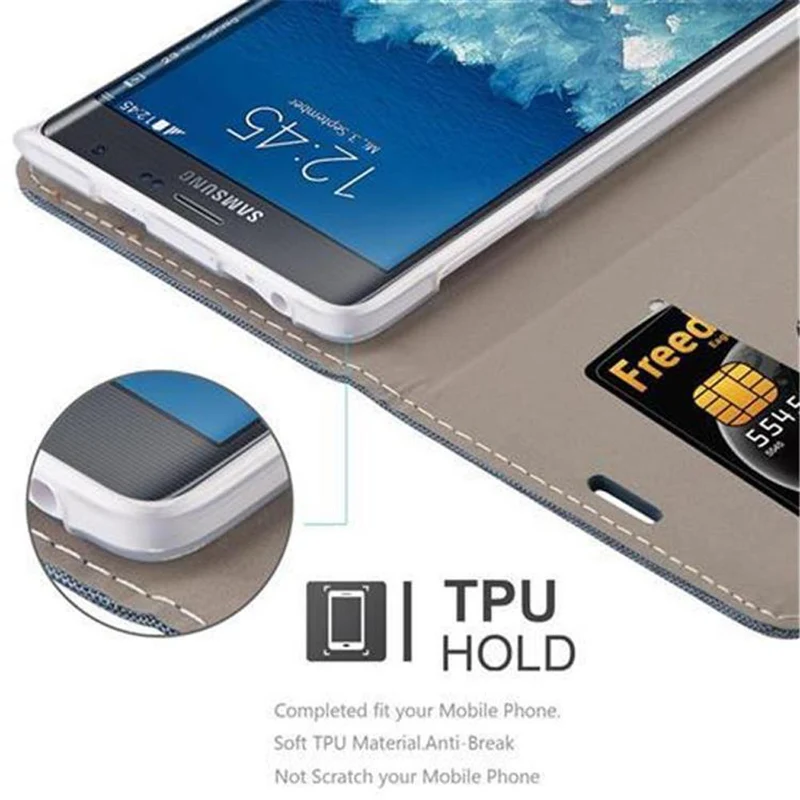 Cadorabo Hülle kompatibel mit Samsung Galaxy NOTE EDGE Schutzhülle mit Magnetverschluss, Standfunktion und Kartenfach