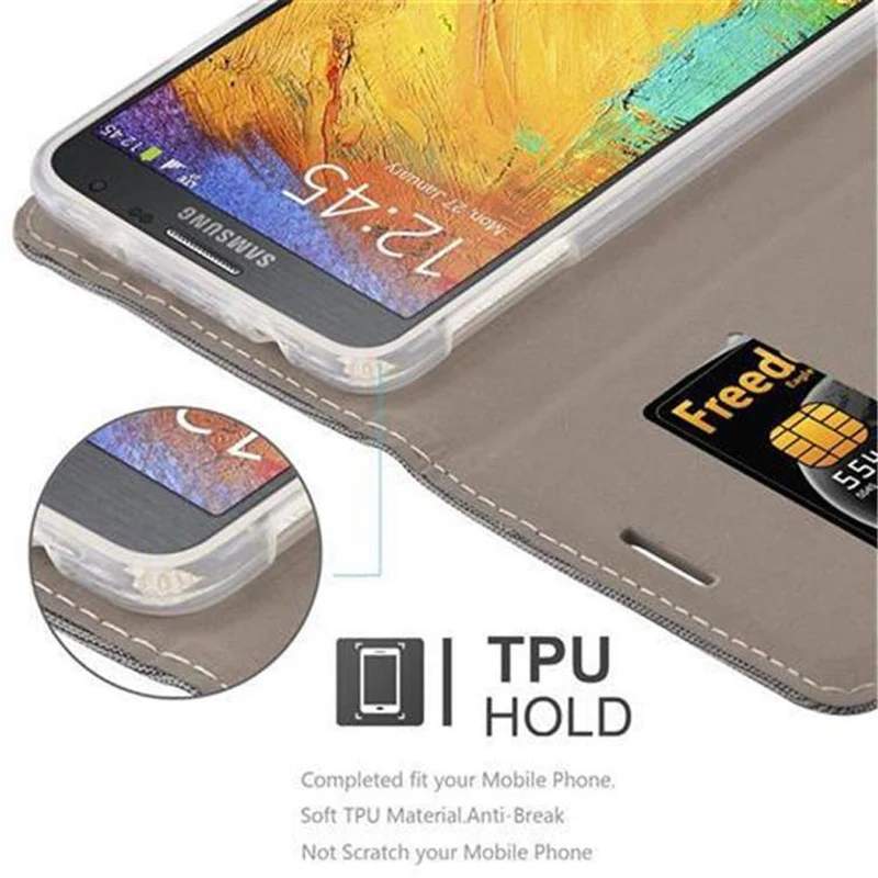 Cadorabo Hülle kompatibel mit Samsung Galaxy NOTE 3 NEO Schutzhülle mit Magnetverschluss, Standfunktion und Kartenfach