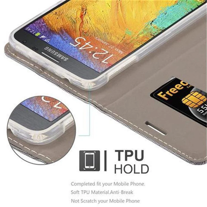 Cadorabo Hülle kompatibel mit Samsung Galaxy NOTE 3 NEO Schutzhülle mit Magnetverschluss, Standfunktion und Kartenfach