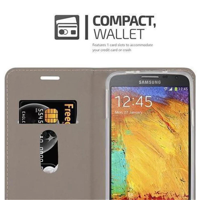 Cadorabo Hülle kompatibel mit Samsung Galaxy NOTE 3 NEO Schutzhülle mit Magnetverschluss, Standfunktion und Kartenfach