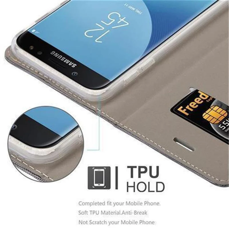Cadorabo Hülle kompatibel mit Samsung Galaxy J7 2017 / J7 PRO Schutzhülle mit Magnetverschluss, Standfunktion und Kartenfach