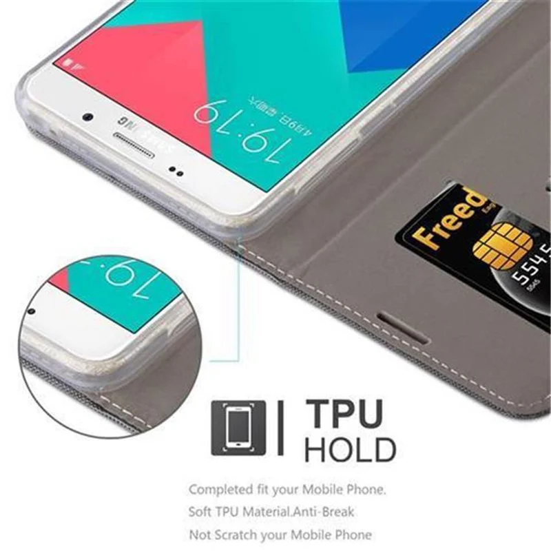 Cadorabo Hülle kompatibel mit Samsung Galaxy A9 2016 Schutzhülle mit Magnetverschluss, Standfunktion und Kartenfach