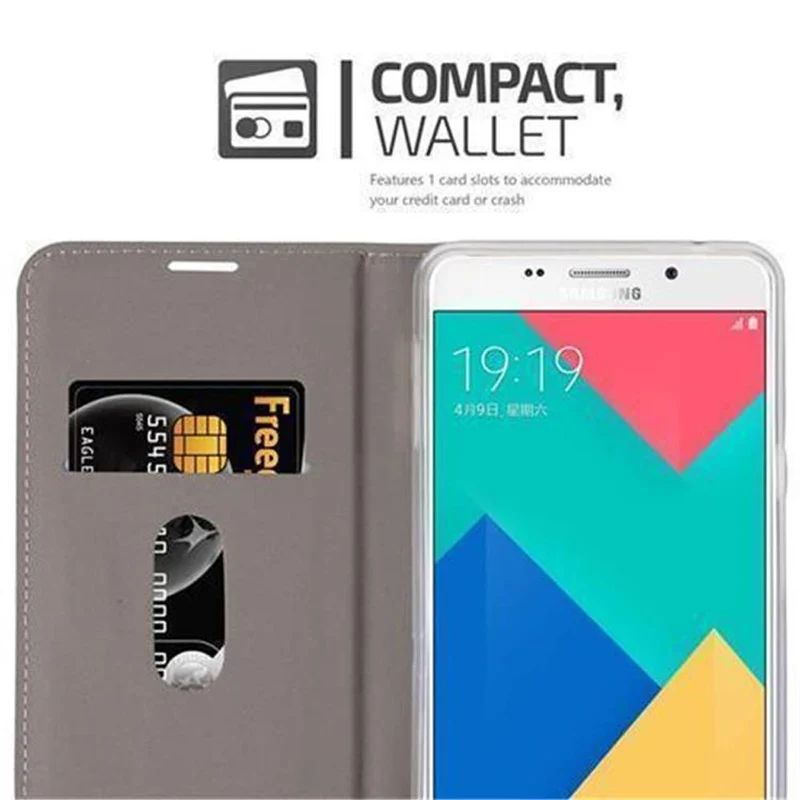 Cadorabo Hülle kompatibel mit Samsung Galaxy A9 2016 Schutzhülle mit Magnetverschluss, Standfunktion und Kartenfach