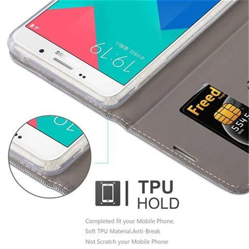 Cadorabo Hülle kompatibel mit Samsung Galaxy A9 2016 Schutzhülle mit Magnetverschluss, Standfunktion und Kartenfach