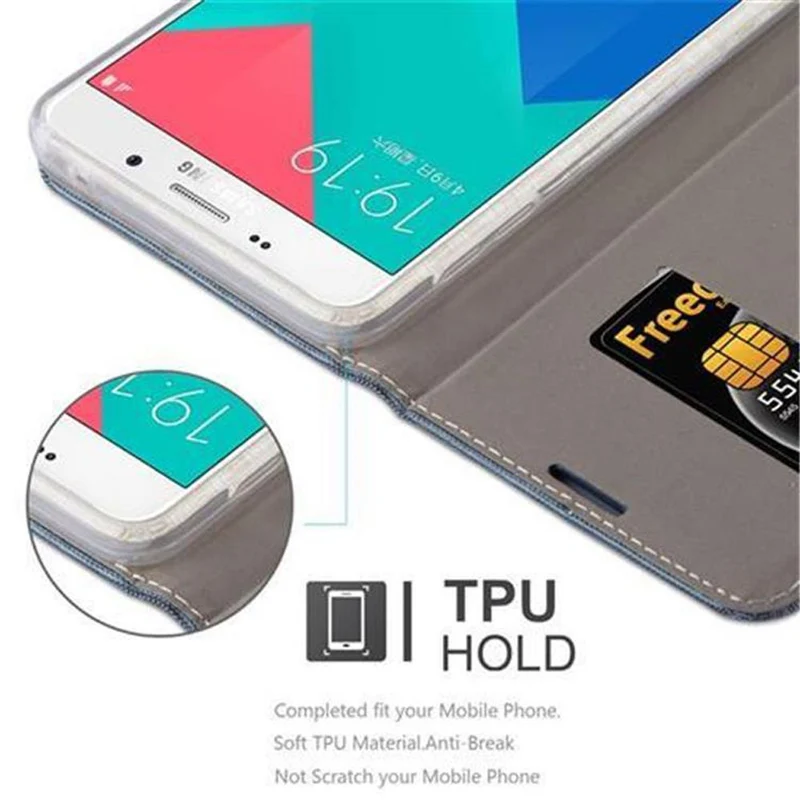 Cadorabo Hülle kompatibel mit Samsung Galaxy A9 2016 Schutzhülle mit Magnetverschluss, Standfunktion und Kartenfach