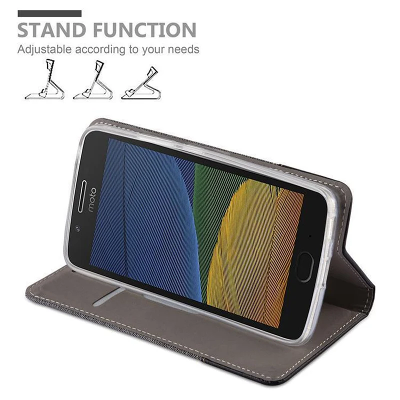 Cadorabo Hülle kompatibel mit Motorola MOTO G5 PLUS Schutzhülle mit Magnetverschluss, Standfunktion und Kartenfach