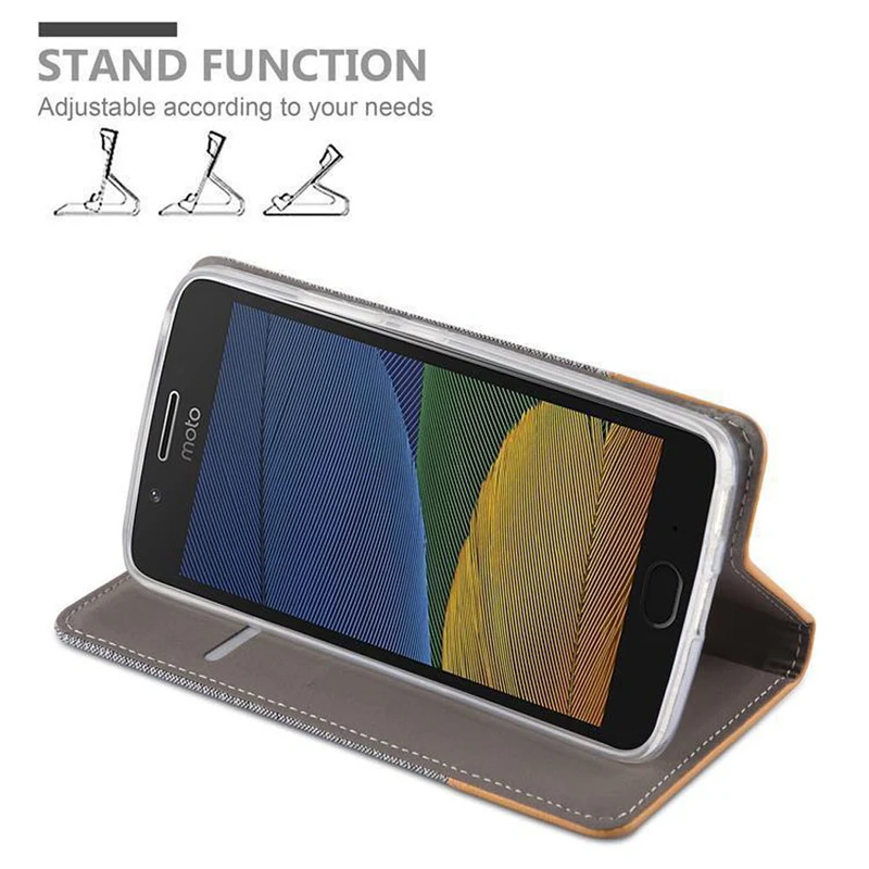 Cadorabo Hülle kompatibel mit Motorola MOTO G5 PLUS Schutzhülle mit Magnetverschluss, Standfunktion und Kartenfach