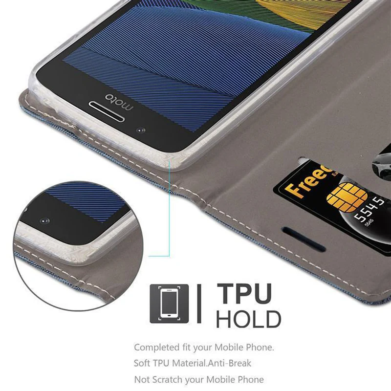 Cadorabo Hülle kompatibel mit Motorola MOTO G5 PLUS Schutzhülle mit Magnetverschluss, Standfunktion und Kartenfach