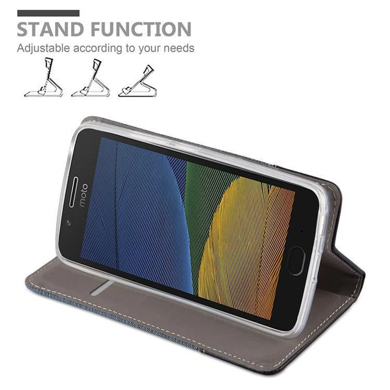 Cadorabo Hülle kompatibel mit Motorola MOTO G5 PLUS Schutzhülle mit Magnetverschluss, Standfunktion und Kartenfach