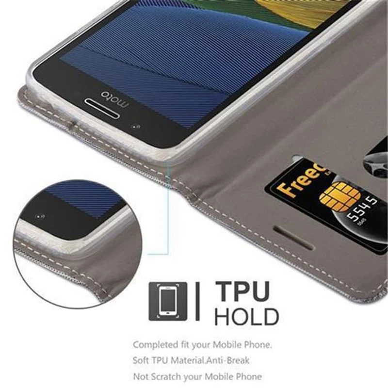 Cadorabo Hülle kompatibel mit Motorola MOTO G5 Schutzhülle mit Magnetverschluss, Standfunktion und Kartenfach
