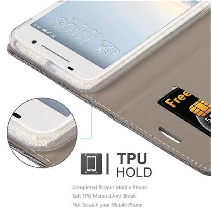 Cadorabo Hülle kompatibel mit HTC ONE A9 Schutzhülle mit Magnetverschluss, Standfunktion und Kartenfach