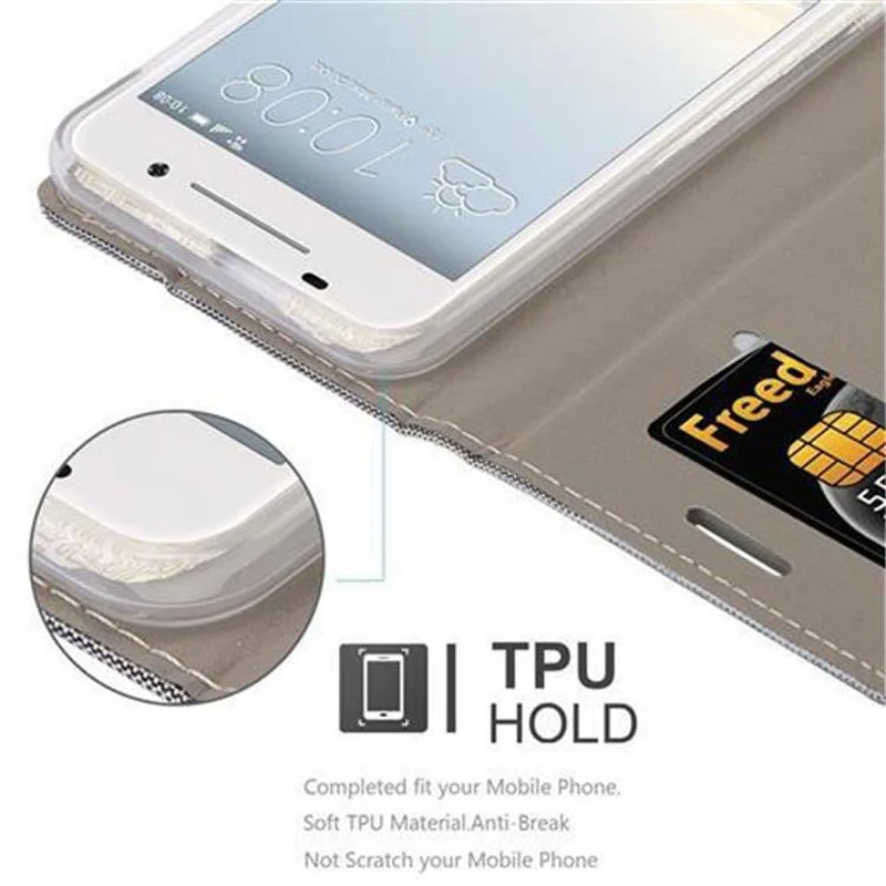 Cadorabo Hülle kompatibel mit HTC ONE A9 Schutzhülle mit Magnetverschluss, Standfunktion und Kartenfach
