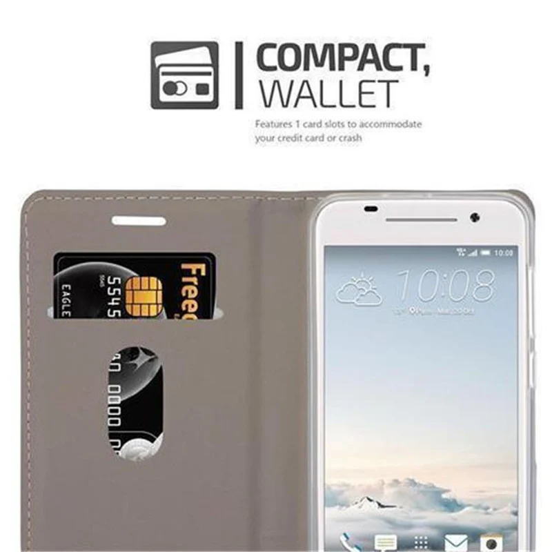 Cadorabo Hülle kompatibel mit HTC ONE A9 Schutzhülle mit Magnetverschluss, Standfunktion und Kartenfach