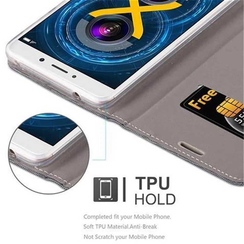 Cadorabo Hülle kompatibel mit Huawei MATE 9 LITE / GR5 2017 / Honor 6X Schutzhülle mit Magnetverschluss, Standfunktion und Kartenfach