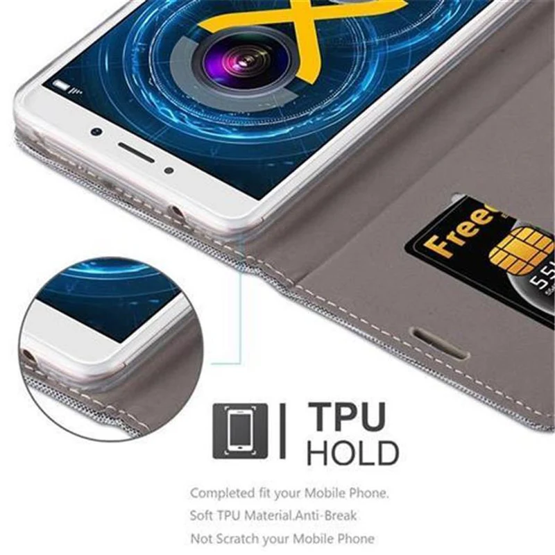 Cadorabo Hülle kompatibel mit Huawei MATE 9 LITE / GR5 2017 / Honor 6X Schutzhülle mit Magnetverschluss, Standfunktion und Kartenfach