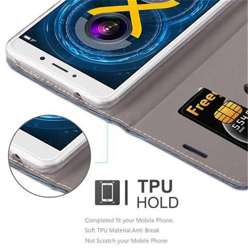 Cadorabo Hülle kompatibel mit Huawei MATE 9 LITE / GR5 2017 / Honor 6X Schutzhülle mit Magnetverschluss, Standfunktion und Kartenfach