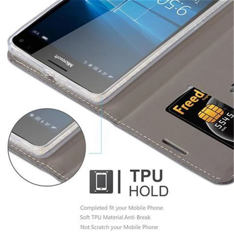 Cadorabo Hülle kompatibel mit Nokia Lumia 950 XL Schutzhülle mit Magnetverschluss, Standfunktion und Kartenfach