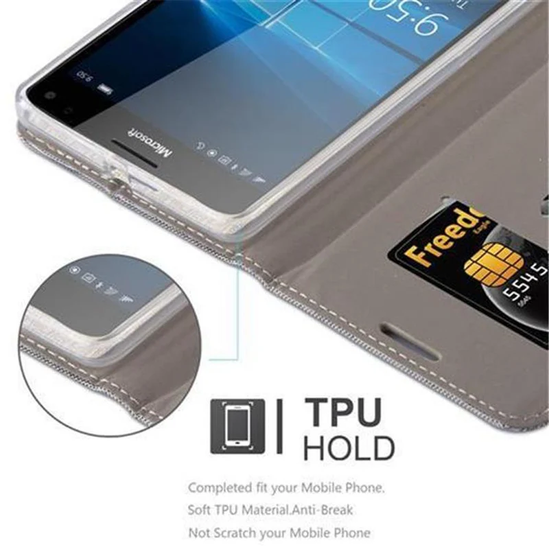 Cadorabo Hülle kompatibel mit Nokia Lumia 950 XL Schutzhülle mit Magnetverschluss, Standfunktion und Kartenfach