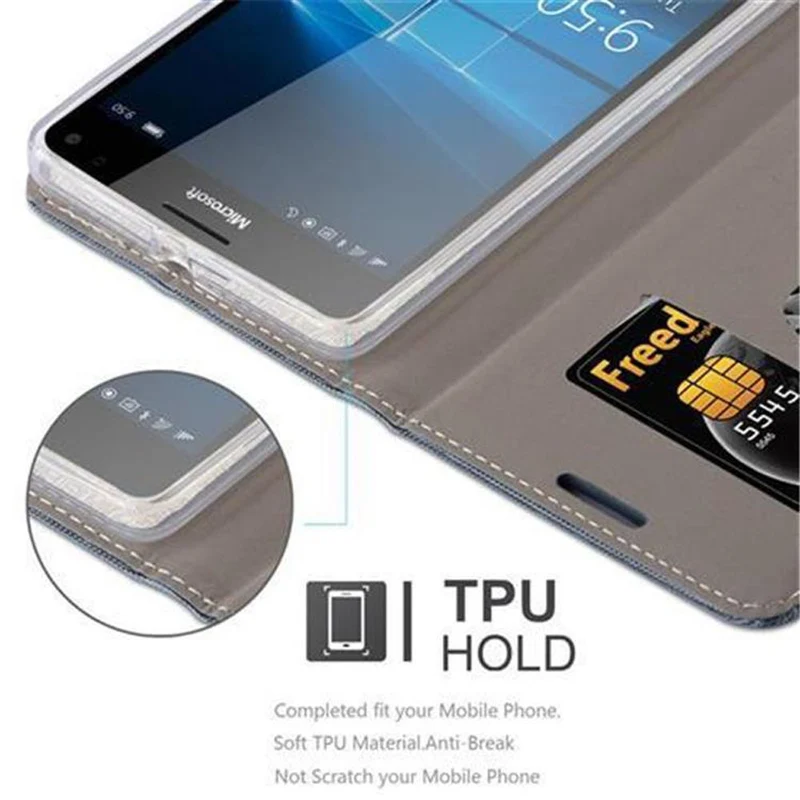 Cadorabo Hülle kompatibel mit Nokia Lumia 950 XL Schutzhülle mit Magnetverschluss, Standfunktion und Kartenfach