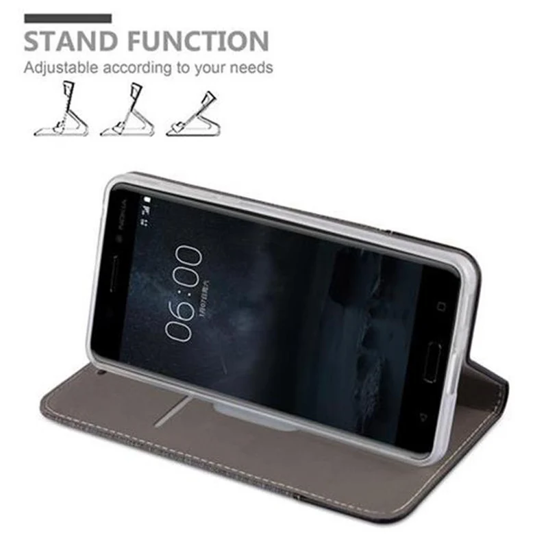 Cadorabo Hülle kompatibel mit Nokia 6 2017 Schutzhülle mit Magnetverschluss, Standfunktion und Kartenfach