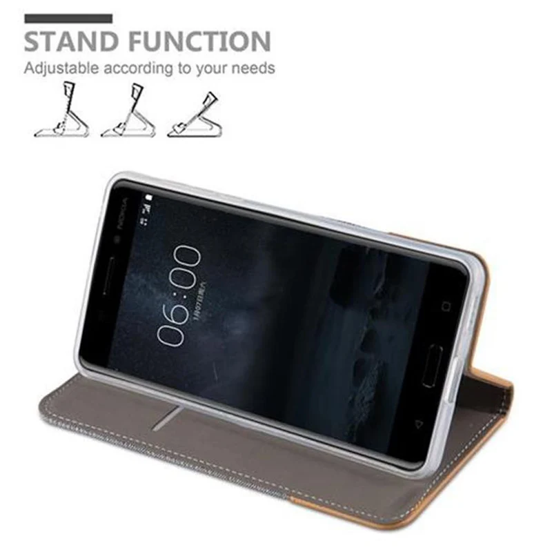 Cadorabo Hülle kompatibel mit Nokia 6 2017 Schutzhülle mit Magnetverschluss, Standfunktion und Kartenfach