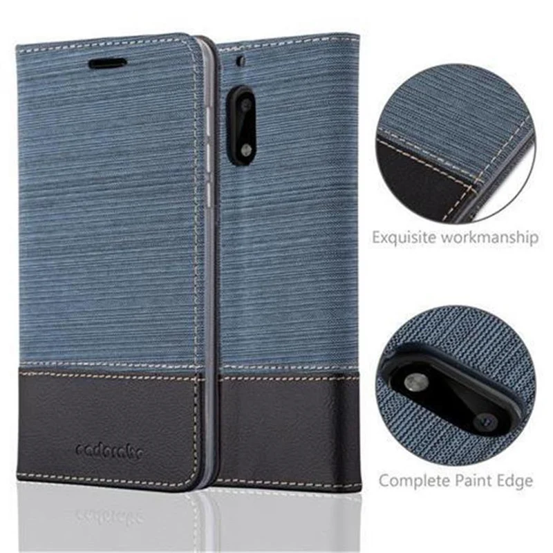Cadorabo Hülle kompatibel mit Nokia 6 2017 Schutzhülle mit Magnetverschluss, Standfunktion und Kartenfach