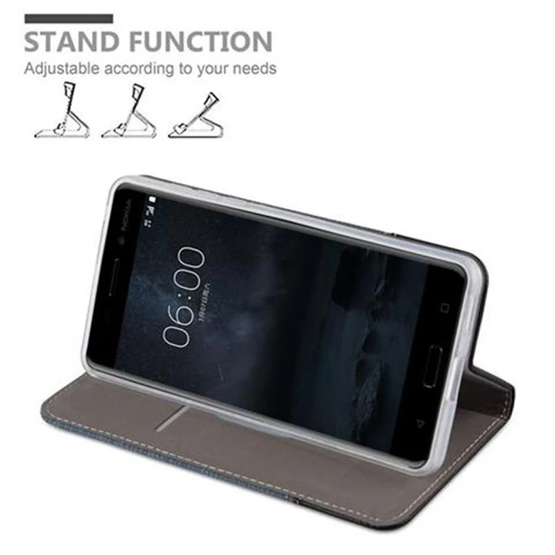 Cadorabo Hülle kompatibel mit Nokia 6 2017 Schutzhülle mit Magnetverschluss, Standfunktion und Kartenfach