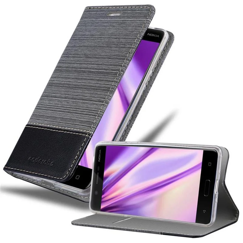 Cadorabo Hülle kompatibel mit Nokia 5 2017 Schutzhülle mit Magnetverschluss, Standfunktion und Kartenfach