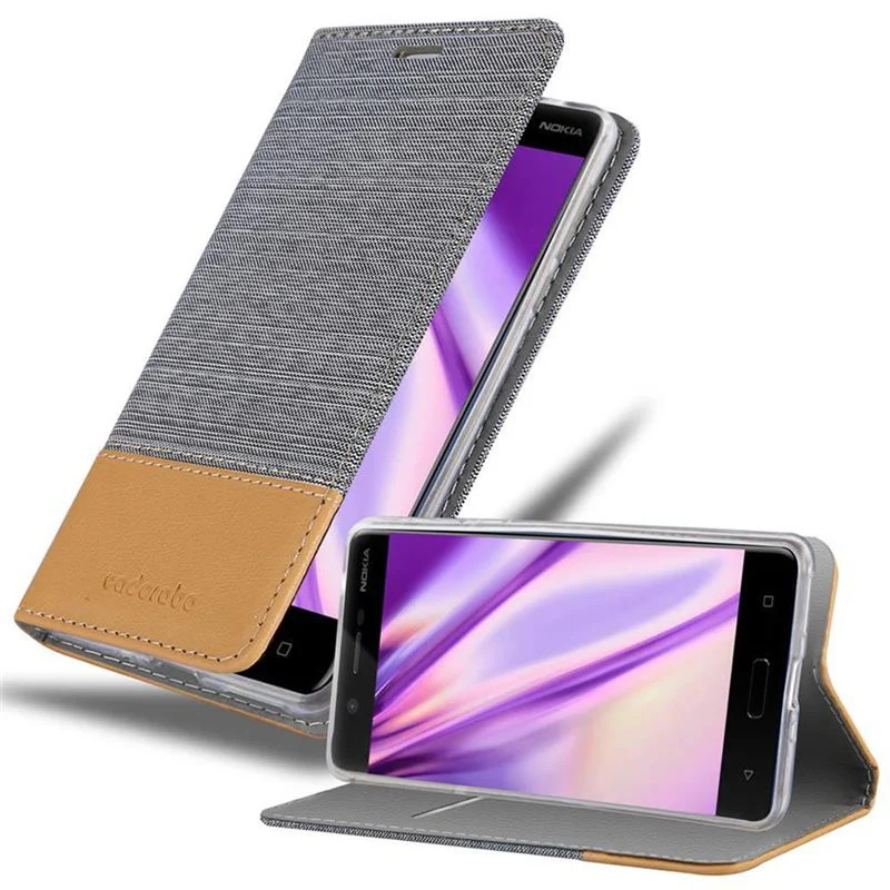 Cadorabo Hülle kompatibel mit Nokia 5 2017 Schutzhülle mit Magnetverschluss, Standfunktion und Kartenfach